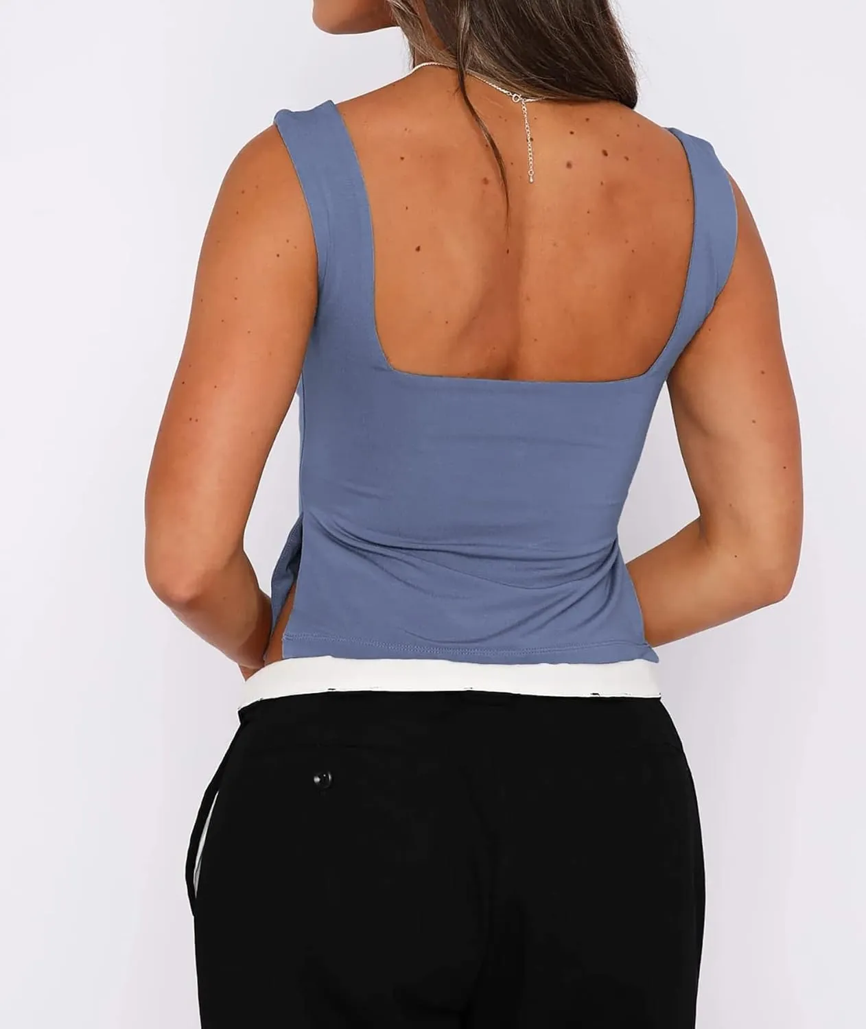 Women's Sleeveless Backless Going Out Crop Tank Top Sexy Pleated Sweetheart Neck Strappy Y2K Slits Cropped Tops