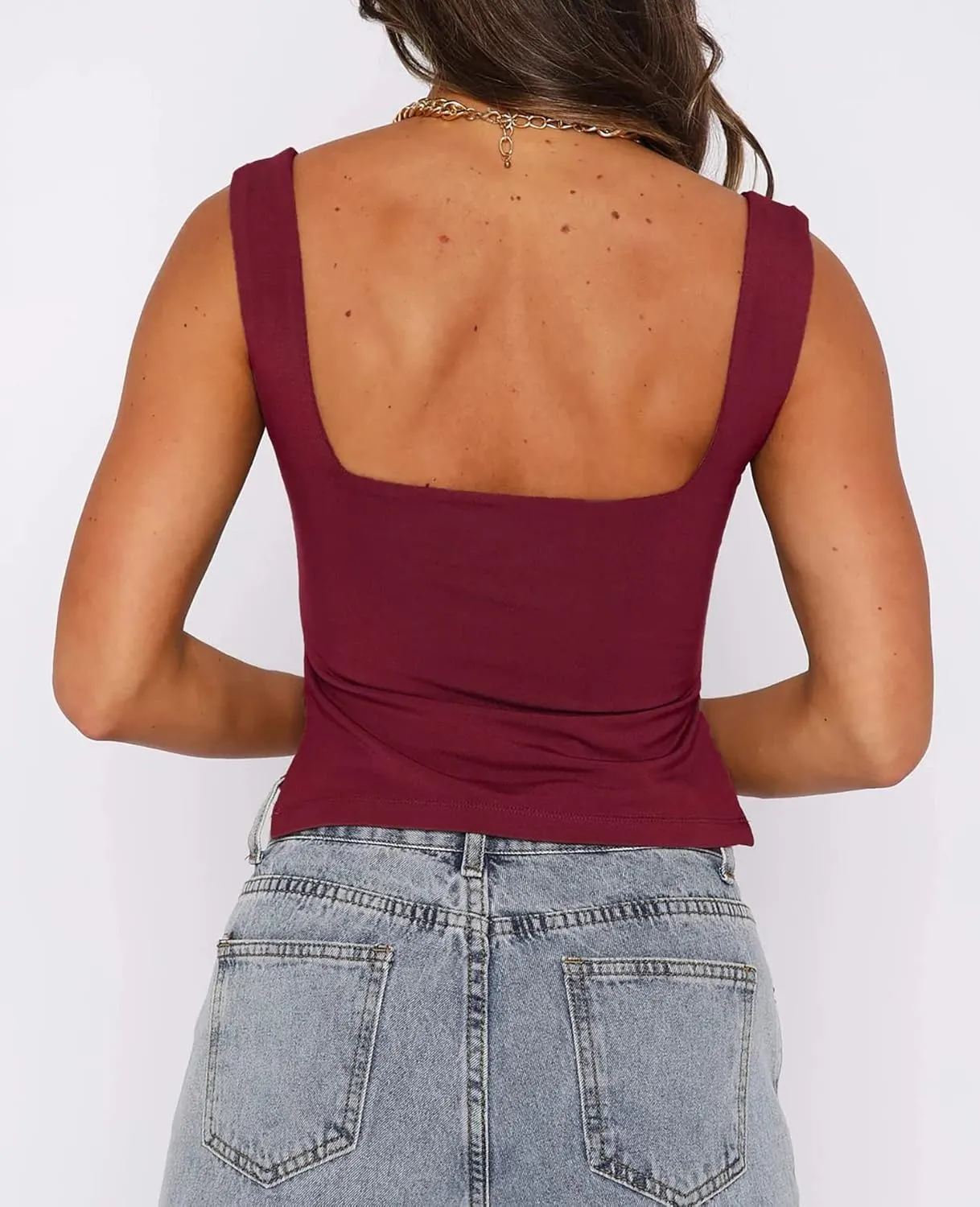 Women's Sleeveless Backless Going Out Crop Tank Top Sexy Pleated Sweetheart Neck Strappy Y2K Slits Cropped Tops