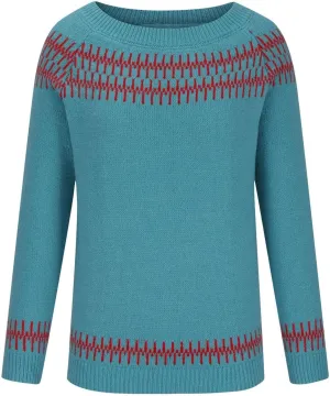 Women's Soft-Touch Fair Isle Pattern Sweater Women's Knitted Isle Print Retro Sweater Casual Loose Crewneck Long