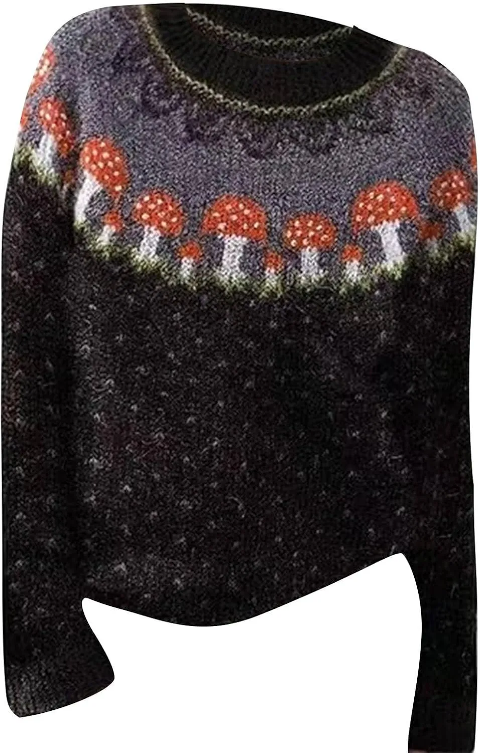 Women's Soft-Touch Fair Isle Pattern Sweater Women's Knitted Isle Print Retro Sweater Casual Loose Crewneck Long