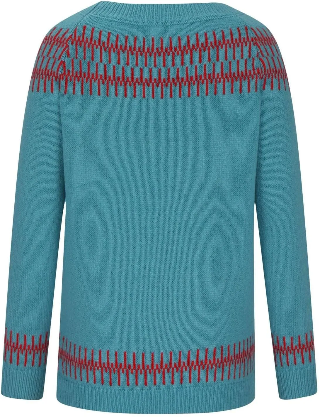 Women's Soft-Touch Fair Isle Pattern Sweater Women's Knitted Isle Print Retro Sweater Casual Loose Crewneck Long