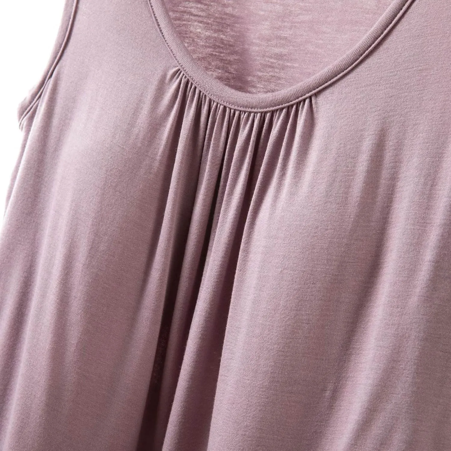 Womens Summer Sleeveless Pajama with Built in Bra Casual Modal Pleated Tank Tops Loose Soft Scoop Neck Tunic Tshirts