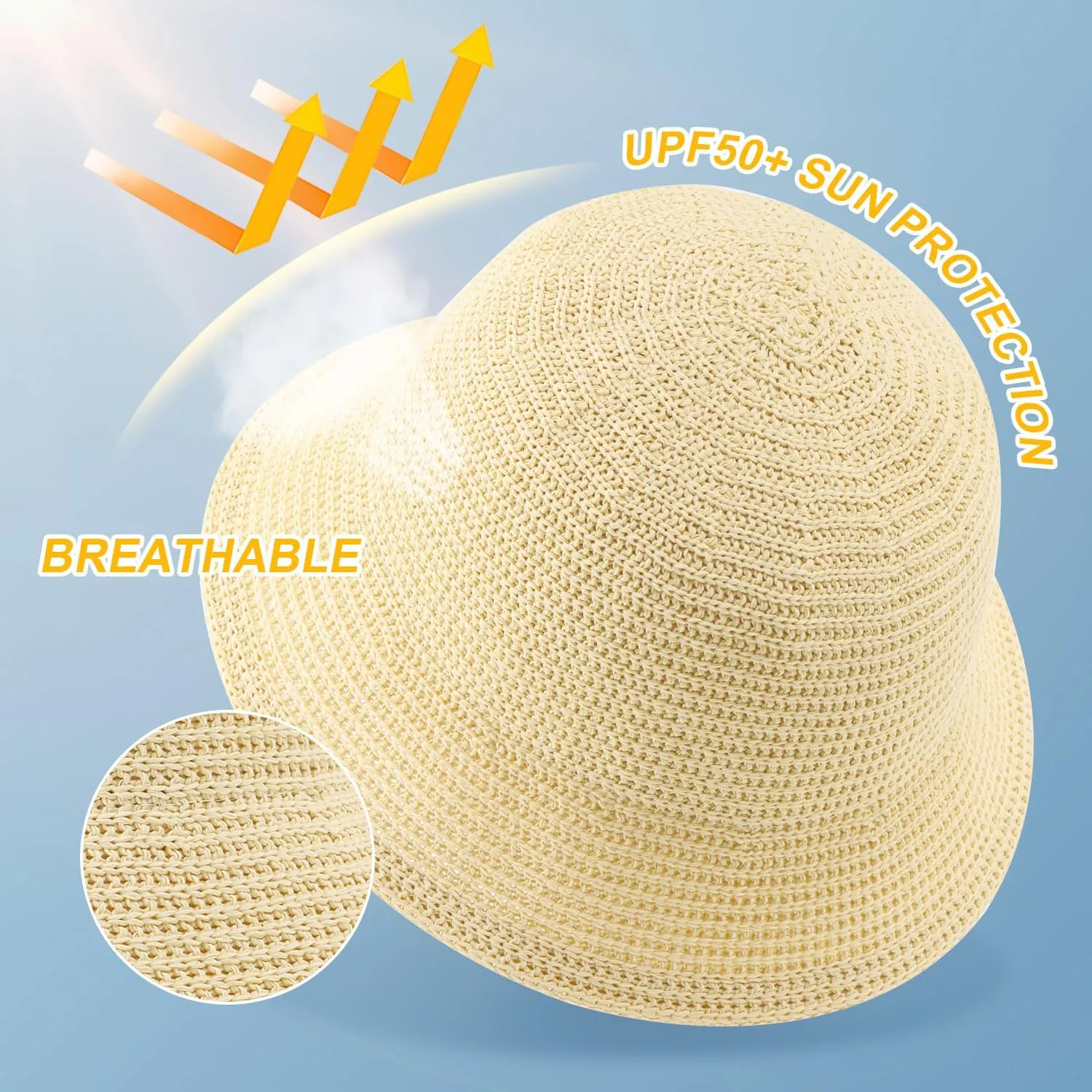 Womens Sun Hat Beach Hat UV UPF 50  Summer Hat Foldable Packable Lightweight Mesh Bucket Hat