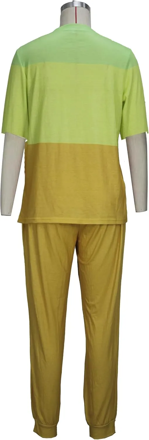 Women's Sweatsuit Set Casual 2 Piece Outfit Color Block Pajamas Set Sleeve Top Sweatpant Set Jogger Tracksuits