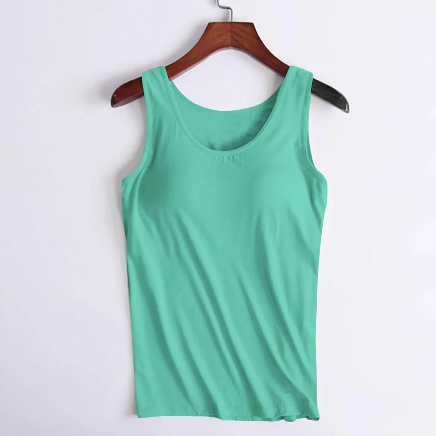 Womens Tank Tops with Built in Bra Summer Casual Basic Modal Padded Yoga Shirts Loose Stretch Workout Camisoles Tees