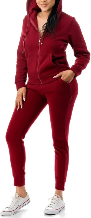 Women's Tracksuit Set 2 Piece Warm Fleece Lined Track Suits Outfits - Full Zip Hoodie Jogger Sweat Suits