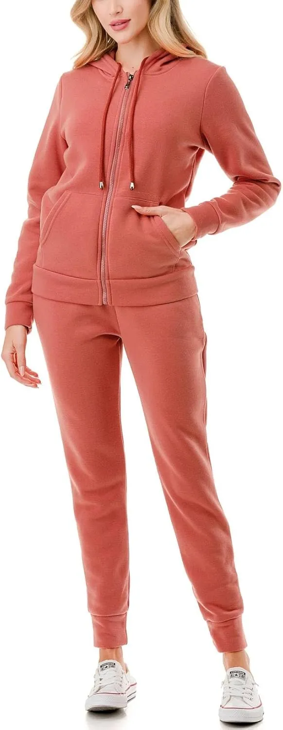 Women's Tracksuit Set 2 Piece Warm Fleece Lined Track Suits Outfits - Full Zip Hoodie Jogger Sweat Suits