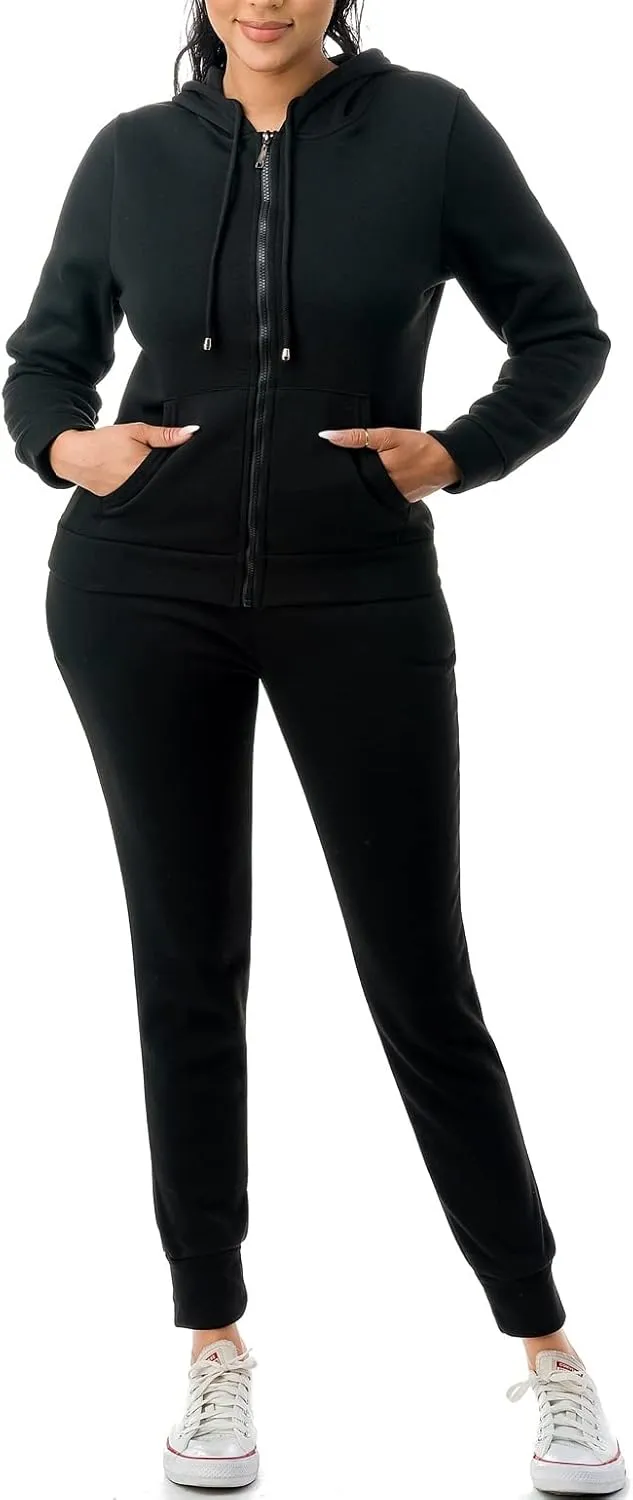 Women's Tracksuit Set 2 Piece Warm Fleece Lined Track Suits Outfits - Full Zip Hoodie Jogger Sweat Suits