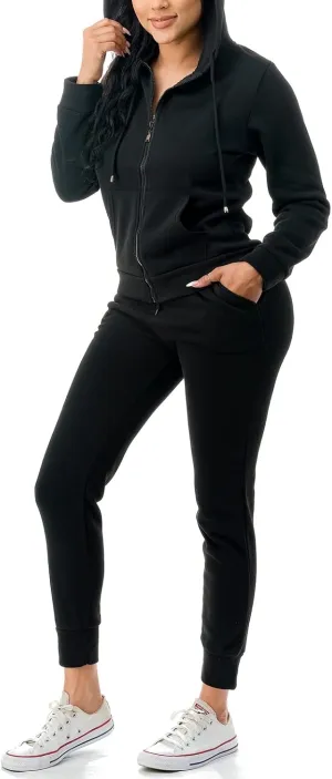 Women's Tracksuit Set 2 Piece Warm Fleece Lined Track Suits Outfits - Full Zip Hoodie Jogger Sweat Suits