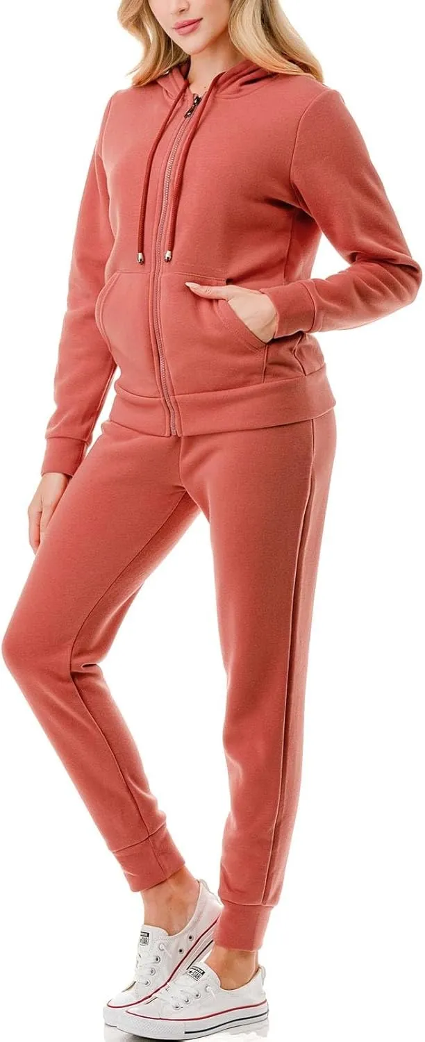 Women's Tracksuit Set 2 Piece Warm Fleece Lined Track Suits Outfits - Full Zip Hoodie Jogger Sweat Suits