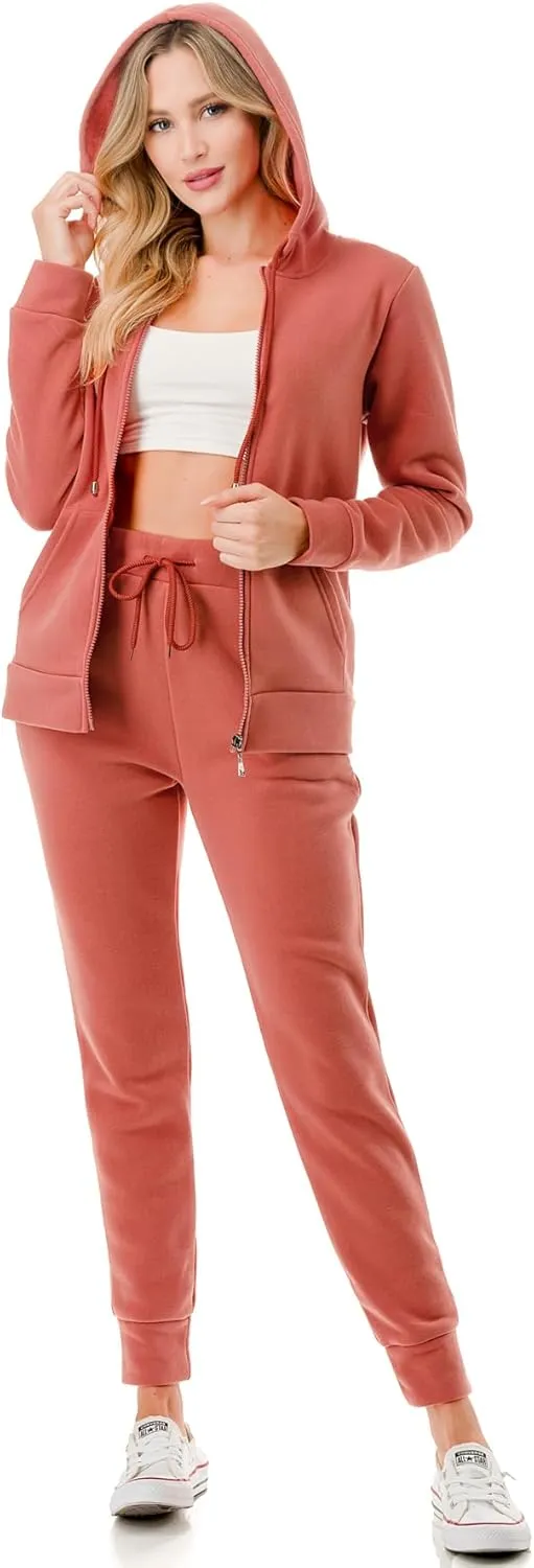 Women's Tracksuit Set 2 Piece Warm Fleece Lined Track Suits Outfits - Full Zip Hoodie Jogger Sweat Suits