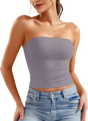 Womens Tube Top Strapless Crop Top Sexy Sleeveless Backless Bandeau Y2K Going Out 2025 Summer Outfits