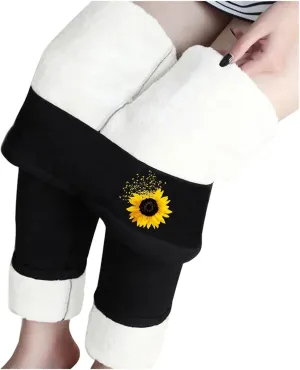 Womens Winter Fleece Lined Leggings Winter Warm Athletic Jogger Sporty Athletic Joggers Pants Lounge Pants Fluffy Sleepwear