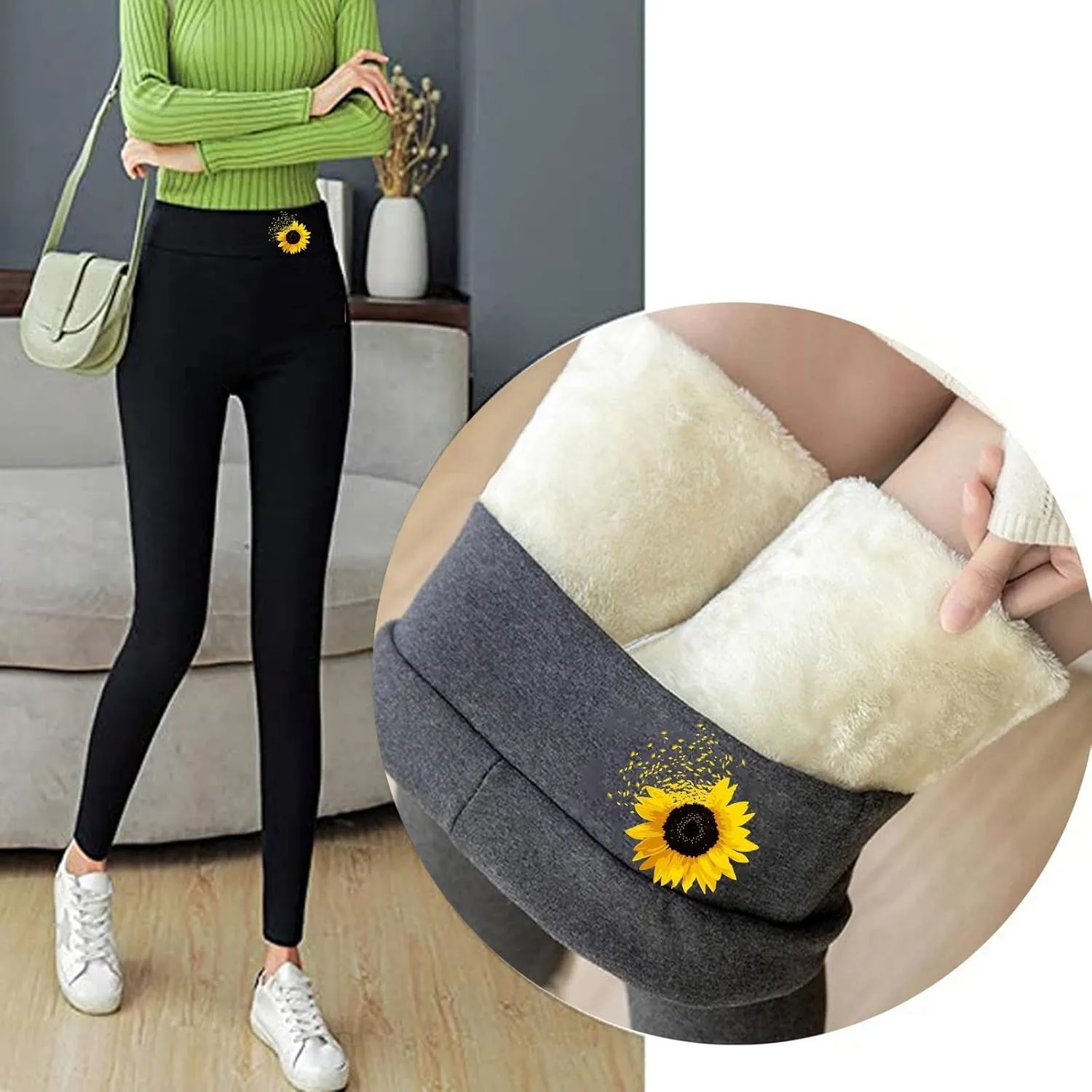 Womens Winter Fleece Lined Leggings Winter Warm Athletic Jogger Sporty Athletic Joggers Pants Lounge Pants Fluffy Sleepwear