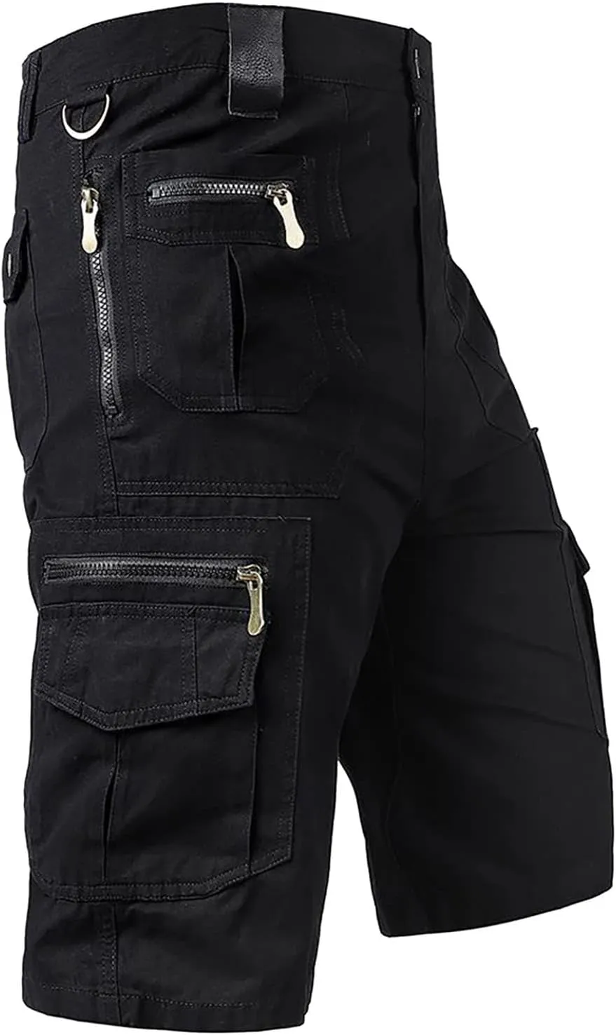 Workout Gym Cargo Shorts for Men Quick Dry 3/4 Tactical Capri Pant Zipper Multi Pockets Below Knee Long Running Short