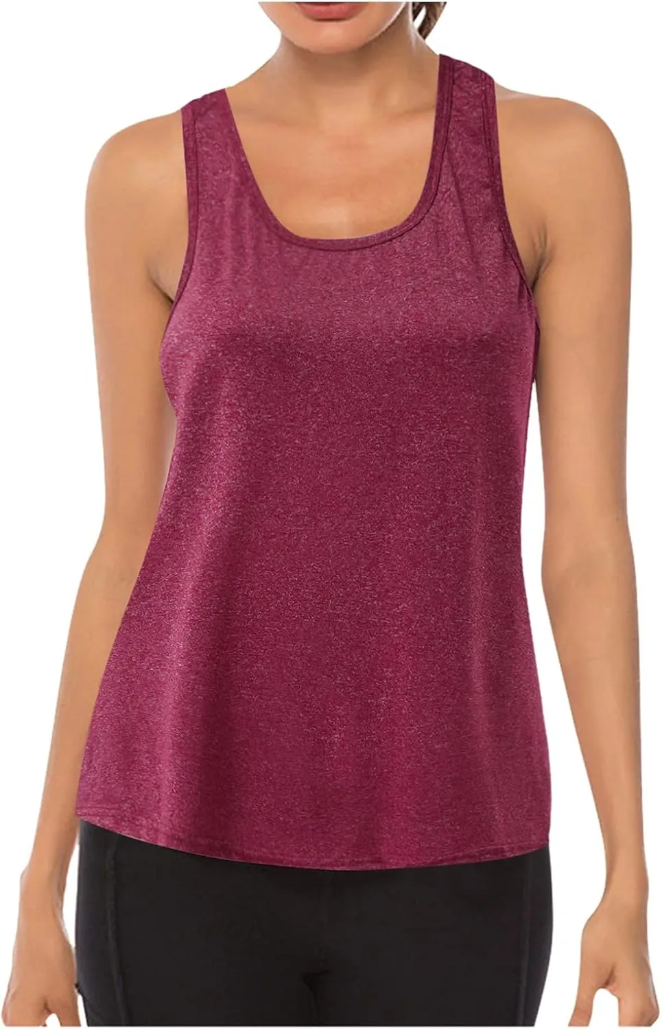 Workout Tops for Women Quick Dry Athletic Yoga Blouse Loose Fit Racerback Mesh Backless Muscle Tank Running Shirts