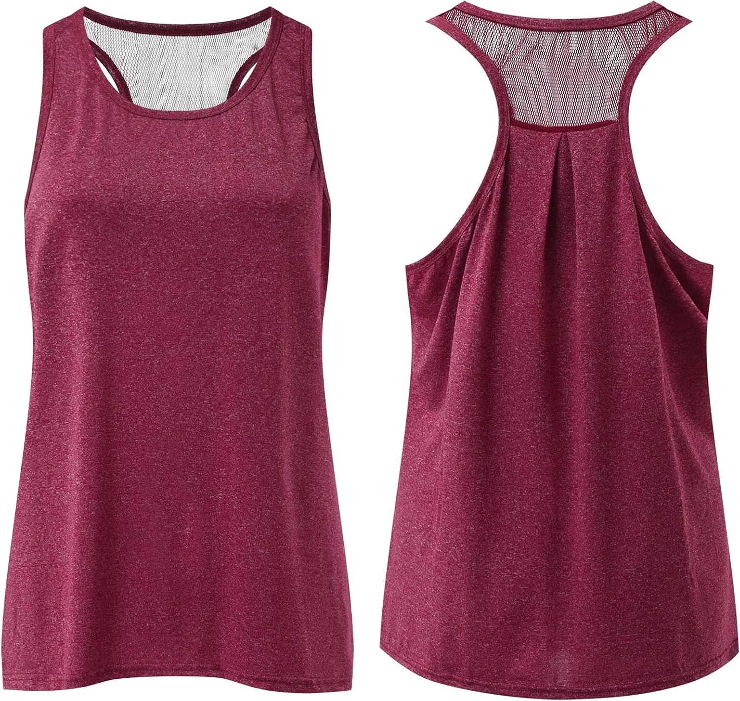 Workout Tops for Women Quick Dry Athletic Yoga Blouse Loose Fit Racerback Mesh Backless Muscle Tank Running Shirts