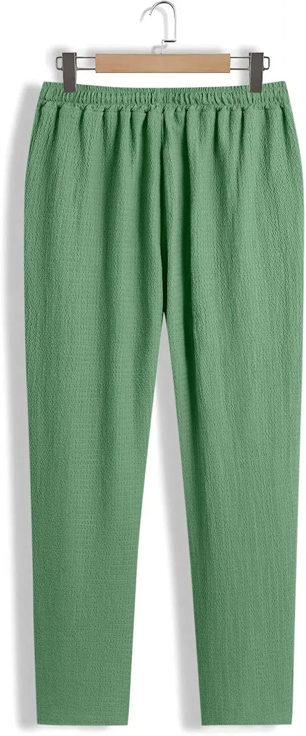 Xiaojmake Men's Pajama Pants Cotton Lightweight Home Pj Bottoms Comfy Lounge Pants with Pockets Sleepwear Wide Leg Trousers