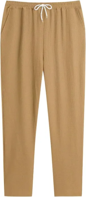 Xiaojmake Men's Pajama Pants Cotton Lightweight Home Pj Bottoms Comfy Lounge Pants with Pockets Sleepwear Wide Leg Trousers