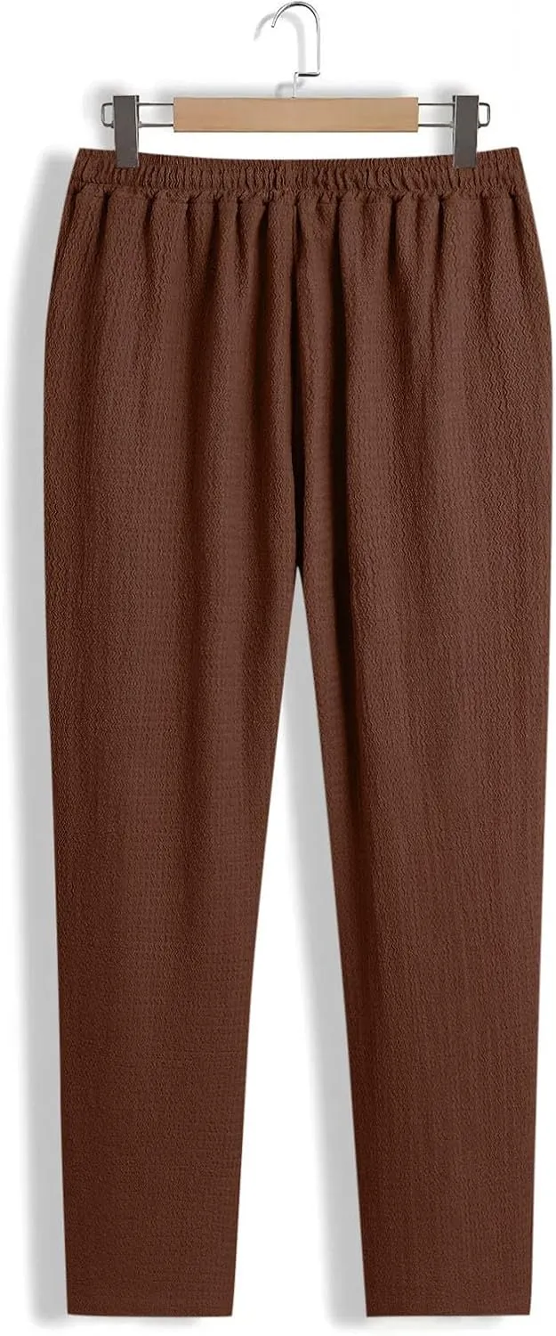 Xiaojmake Men's Pajama Pants Cotton Lightweight Home Pj Bottoms Comfy Lounge Pants with Pockets Sleepwear Wide Leg Trousers