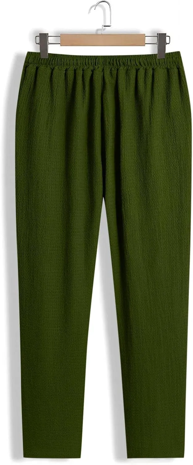 Xiaojmake Men's Pajama Pants Cotton Lightweight Home Pj Bottoms Comfy Lounge Pants with Pockets Sleepwear Wide Leg Trousers