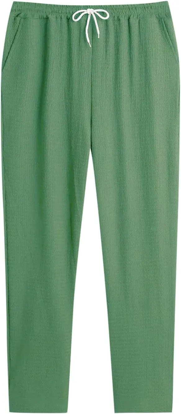 Xiaojmake Men's Pajama Pants Cotton Lightweight Home Pj Bottoms Comfy Lounge Pants with Pockets Sleepwear Wide Leg Trousers