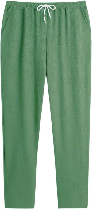 Xiaojmake Men's Pajama Pants Cotton Lightweight Home Pj Bottoms Comfy Lounge Pants with Pockets Sleepwear Wide Leg Trousers