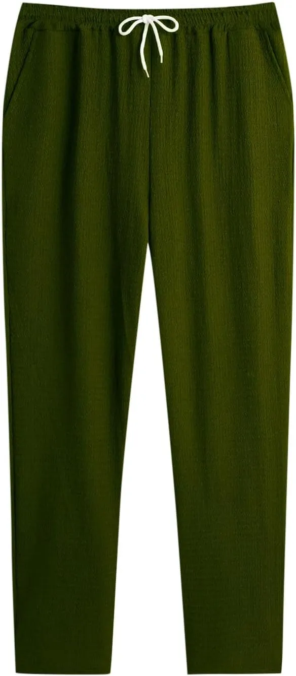 Xiaojmake Men's Pajama Pants Cotton Lightweight Home Pj Bottoms Comfy Lounge Pants with Pockets Sleepwear Wide Leg Trousers