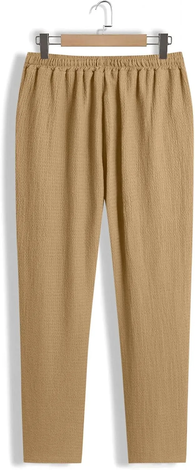Xiaojmake Men's Pajama Pants Cotton Lightweight Home Pj Bottoms Comfy Lounge Pants with Pockets Sleepwear Wide Leg Trousers