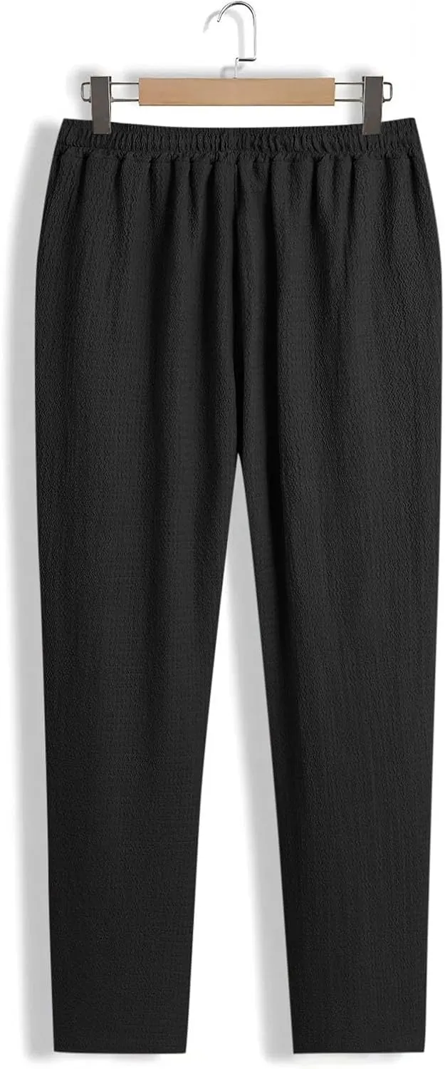 Xiaojmake Men's Pajama Pants Cotton Lightweight Home Pj Bottoms Comfy Lounge Pants with Pockets Sleepwear Wide Leg Trousers