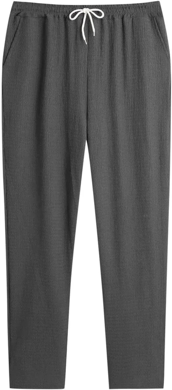 Xiaojmake Men's Pajama Pants Cotton Lightweight Home Pj Bottoms Comfy Lounge Pants with Pockets Sleepwear Wide Leg Trousers