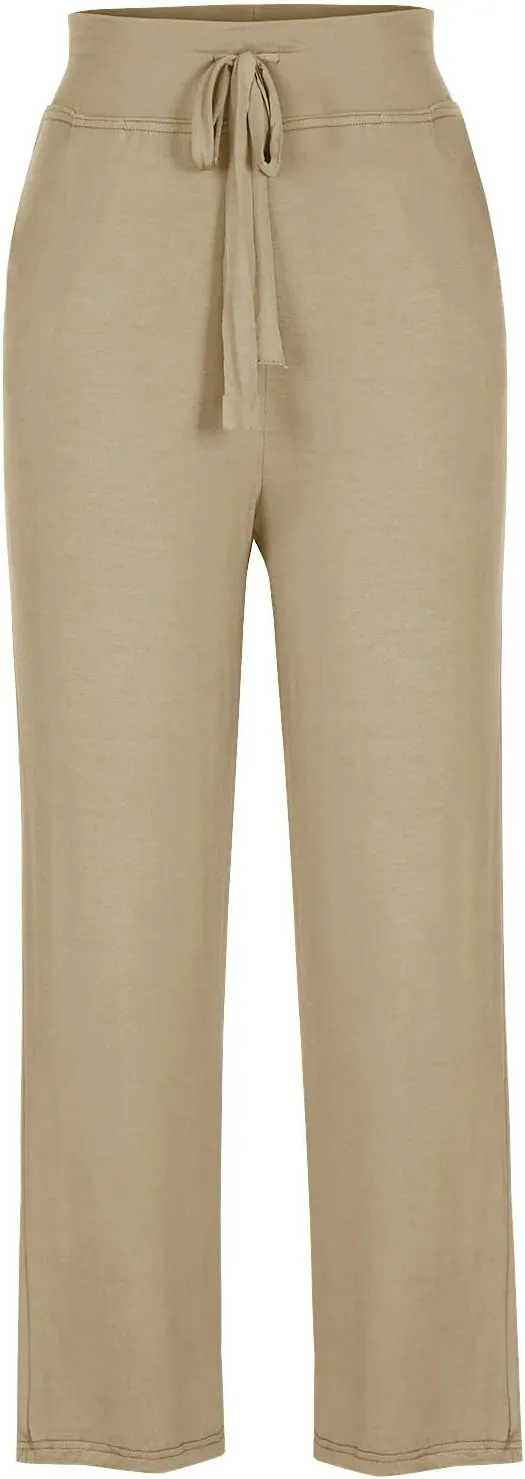 Yoga Pants Women Drawstring Elastic High Waist Wide Leg Modal Pants Comfy Casual Loungewear Pajama Pants