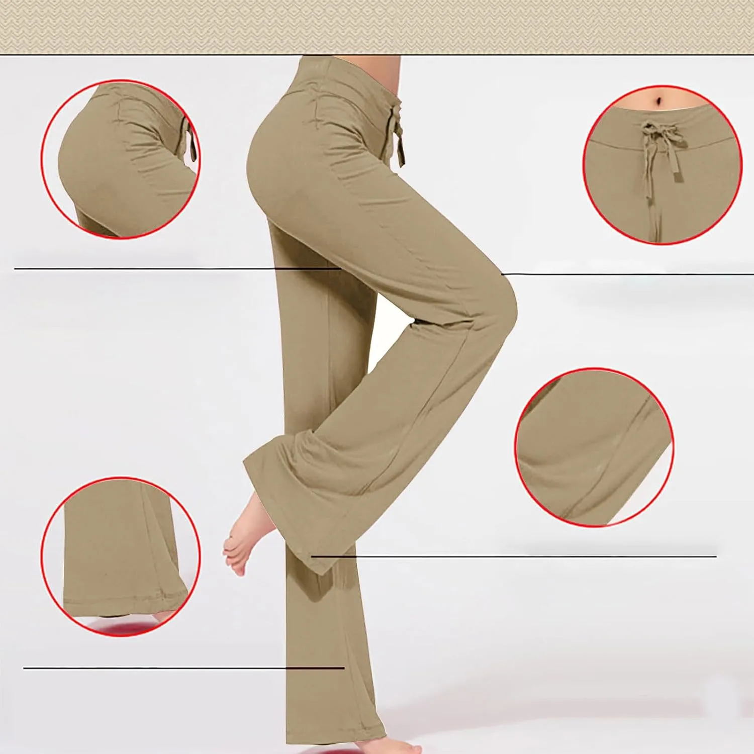 Yoga Pants Women Drawstring Elastic High Waist Wide Leg Modal Pants Comfy Casual Loungewear Pajama Pants