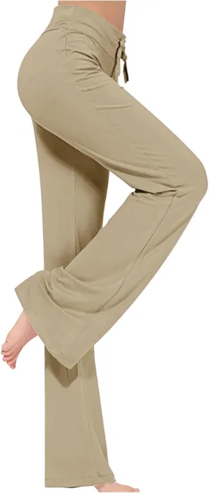 Yoga Pants Women Drawstring Elastic High Waist Wide Leg Modal Pants Comfy Casual Loungewear Pajama Pants