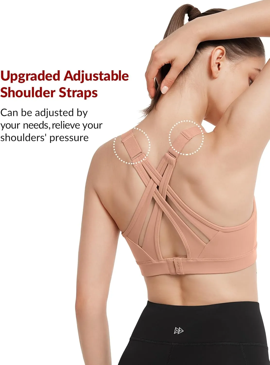 Yvette Sports Bra High Impact Adjustable Criss Cross Back, Full Support for Large Bust No Bounce