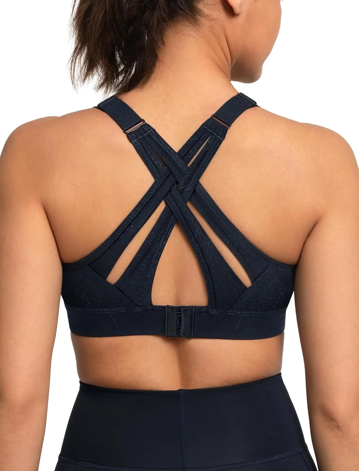 Yvette Sports Bra High Impact Adjustable Criss Cross Back, Full Support for Large Bust No Bounce