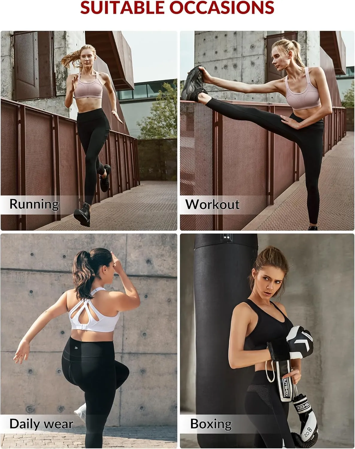 Yvette Sports Bra High Impact Adjustable Criss Cross Back, Full Support for Large Bust No Bounce