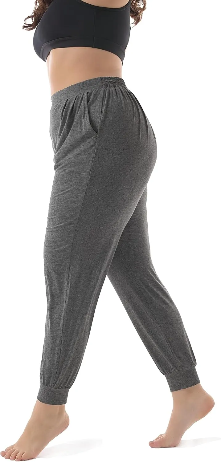 ZERDOCEAN Women's Plus Size Casual Lounge Pants Stretchy Relaxed Jogger Yoga Pants with Pockets